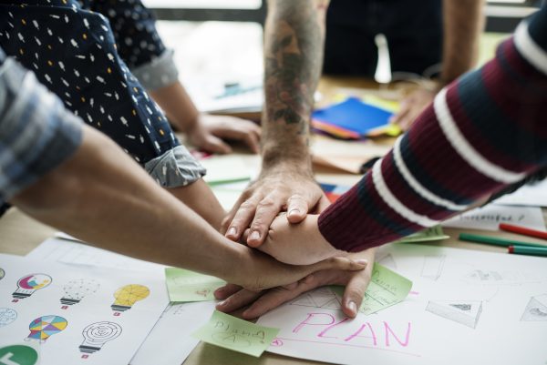 Group of people team support startup business